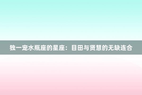 独一宠水瓶座的星座：目田与贤慧的无缺连合