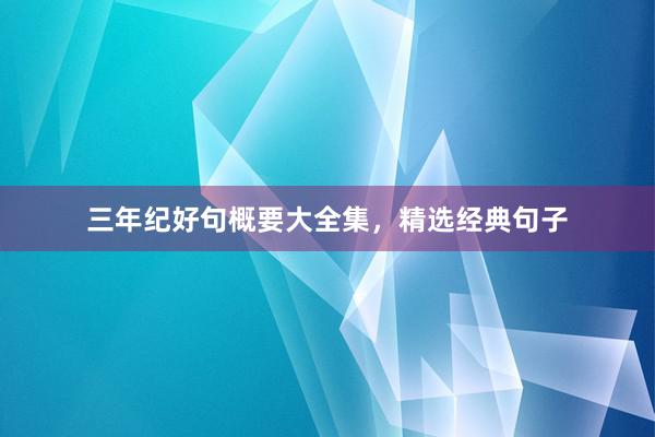 三年纪好句概要大全集，精选经典句子